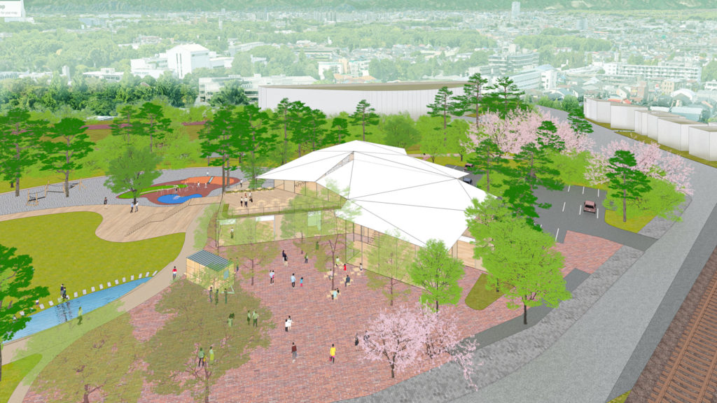 South area of Kiyose station children center and library with central park Proposal | © Kengo Kuma & Associates